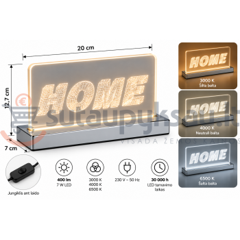 LED dekoratyvinis šviestuvas Reality HOME R52511106, 400 lm LED dekoratyvinis šviestuvas Reality HOME R52511106, 400 lm